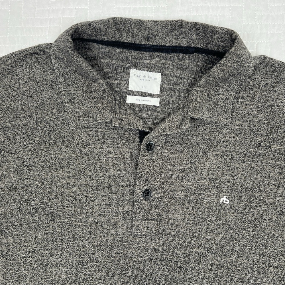 Rag & Bone Polo Shirt Mens Large Heather Gray Tennis Golf  Short Sleeve Preppy